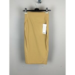 Lululemon Nulu Slim-Fit HR Skirt Womens 6 Gold High Rise Midi Back Slit LW8AH0S